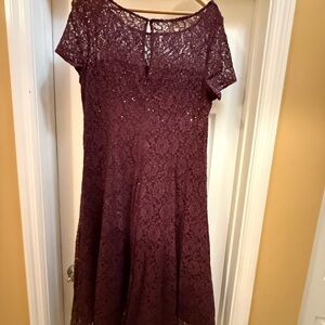 SLNY Lace Mini Dress in Rich Purple